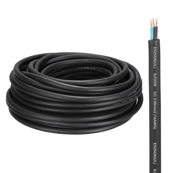 Uxcell SJOOW 14 Gauge 3 Conductor Electrical Wire, 10ft 14 AWG Automotive Wire, Portable Power Cable 300V for Generators, LED Lights, Battery Chargers, Flexible Extension Cord