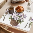thumbnail image 3 of Spring Lily Placemats Set of 6, Watercolor Retro White Purple Flower Green Leaf Plant Non-Slip Place Mats Washable Table Mats for Kitchen Dining Table Decorations Indoor/Outdoor, 3 of 9