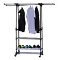 thumbnail image 4 of Garment Racks for Clothes, Black Stainless Steel Garment Racks with Wheels, Adjustable 3-Tier Rolling Garment Rack with Shelves, Portable Clothes Hanger Rack for Home Bedroom Laundryroom, 4 of 4