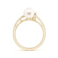 thumbnail image 2 of Angara Freshwater Cultured Pearl Wave Shank Ring in 14K Yellow Gold for Women | June Birthstone Jewelry for Her, 2 of 8
