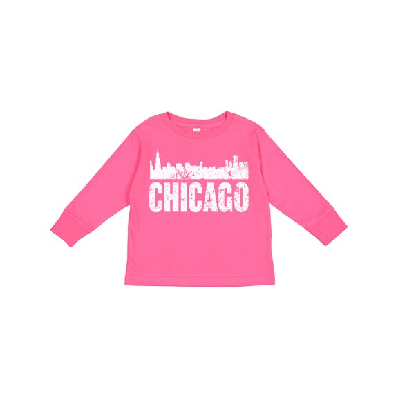 Inktastic Chicago Skyline Grunge Boys or Girls Long Sleeve Toddler T-Shirt
