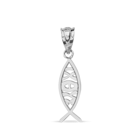.925 Sterling Silver Ichthus (ichthys) Greek Jesus Fish Pendant Necklace/Necklace (Pendant Only)