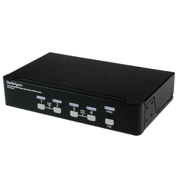 StarTech.com 4-Port KVM Switch for DVI Computers - 1U Rack-Mount KVM Switch with Audio - DVI KVM switch -2 port - 1U (SV431DVIUA)