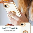 thumbnail image 2 of for iPhone 16 Pro Max Case with Ring Stand, 360° Rotatable Ring Holder Magnetic Kickstand, Plating Rose Gold Edge Soft Cover Protective Phone Case for iPhone 16 Pro Max 6.9", White, 2 of 7