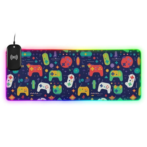 Wireless Charging Mouse Pad Large RGB Gaming Desk Mat 13 Light Modes Mousepad 31.5x11.8 Games Consoles