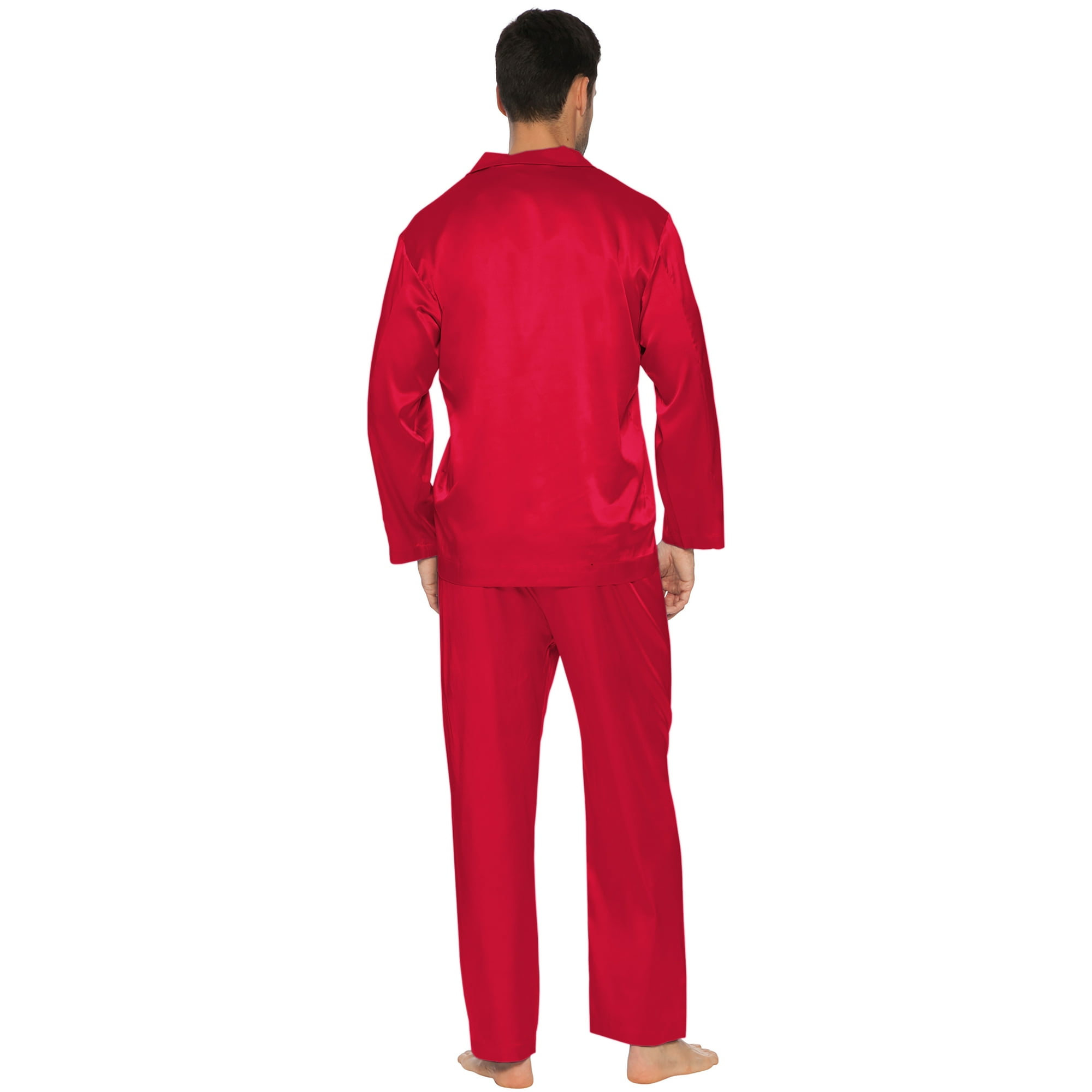 INTIMO Mens Classic Stretch Silk Pajamas Red Small Walmart