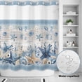 thumbnail image 2 of No Hook Shower Curtain, Blue Starfish Coastal Shower Curtains for Bathroom with See Through Top Window, Summer Beach Nautical Coral Shell Waterproof & Washable Bath Curtain Standard 72"x72", 2 of 9