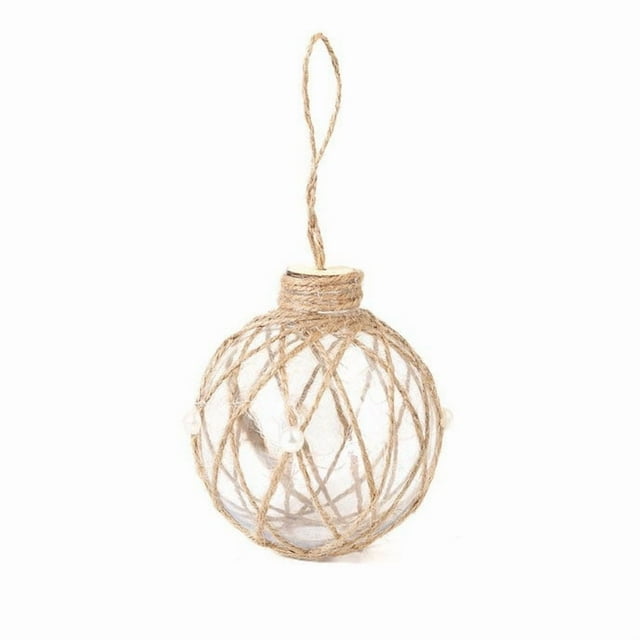 Transparent Plastic Christmas Ornaments with Rope Wrap - 6-Pack Shatterproof Holiday Tree Decorations, Elegant Hanging Balls for Festive Decor