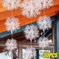 thumbnail image 2 of 30 piezas de adornos grandes de copos de nieve navideños para colgar en el árbol de Navidad, decoración de copos de nieve con purpurina, guirnaldas de Año Nuevo para bricolaje, decoración del hogar, 2 of 5