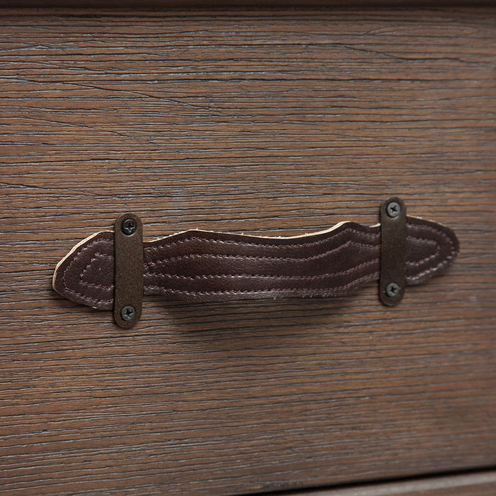 Traditional Styled Three Drawer Nail Head Accent Chest with Industrial Influence