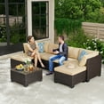 thumbnail image 6 of Asofer 7 Piece Outdoor Patio Conversation Sets，Patio Sectional Furniture Set with Ottomans and A Coffee Table for Courtyard，Poolside，Party，Beige, 6 of 10