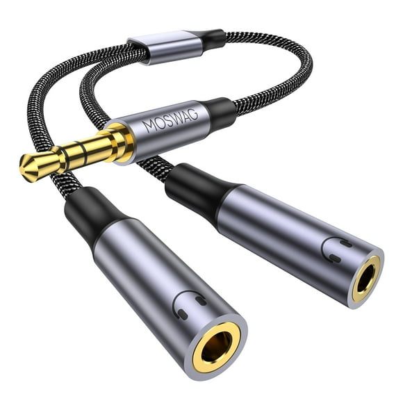 Divisor de auriculares MOSWAG estéreo de 3,5 mm a doble hembra de 3,5 mm