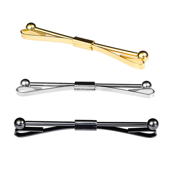 CCOCC 3 Pcs Tie Clips for Men,Elegant Metal Tie Clip,Secure Hold Smooth Edges Tie Clips,Multicolor
