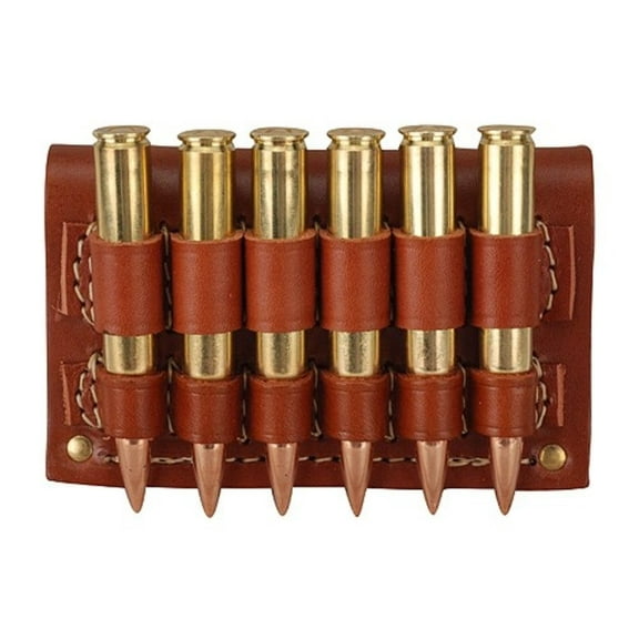 Hunter Rifle Cartridge Belt Slide Rifle Ammo Carrier 30-06 Springfield Base 6-Round Leather Brown