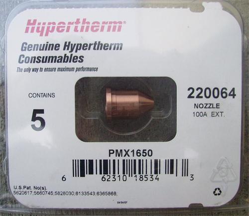 Hypertherm 220064 Powermax 1650 100 Amp Unshielded Nozzles - 5 Pack ...