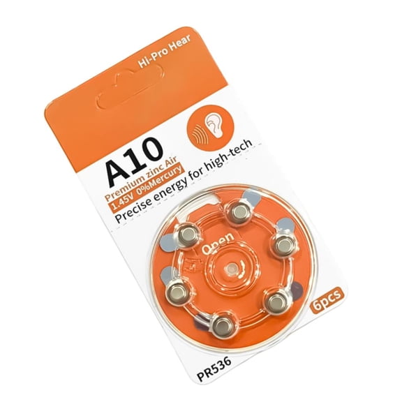 Yammee 6pcs A10 Zinc Air Button Batteries For Digital Hearing Aids Cochlear Devices
