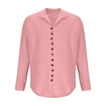 thumbnail image 4 of Iugvhana Stand Collar Shirts for Men Long Sleeve Slim Fit Shirt Casual Cotton Fashion Solid Colour Button Down Shirts Pink XL, 4 of 6