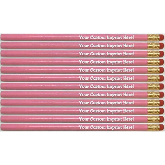 Personalized Custom Pencils - Round - Pastel Colors - White Imprint- Printed with your name, message, text or logo - Express Pencils - 12 pkg FREE CUSTOMIZING Great gift idea