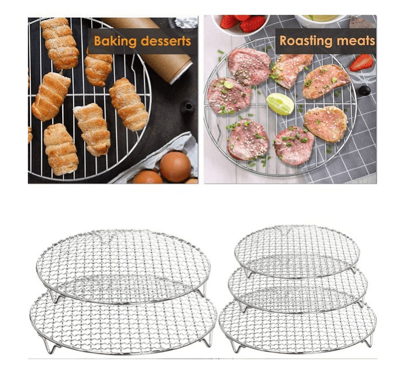 Round Stainless Steel Baking & Cooling Rack, 8 inch x 8 inch, Cookie Cooling Rack - Heavy Duty, Oven Safe, Rust-Proof, Perfect for Christmas