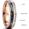 thumbnail image 6 of 6mm Rose Gold Women's Stainless Steel Ring Abalone Shell and Cubic Zirconia Inlay Wedding Band, 6 of 6