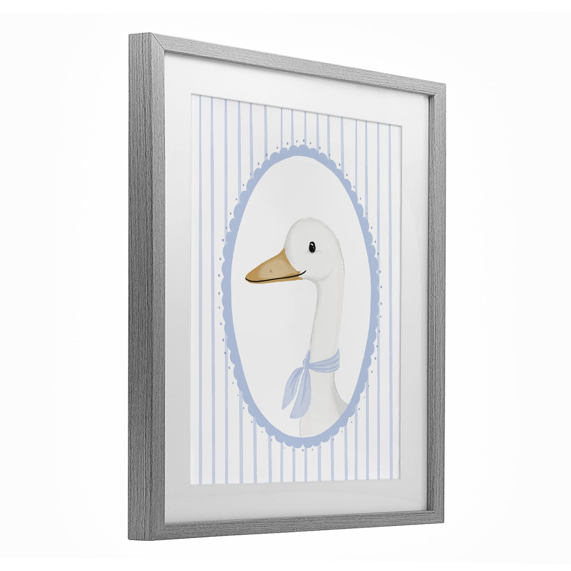 Stupell Industries Dainty Bordered Duck Gray Framed Print Under Glass, design by Cherrywood Lane