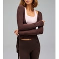 thumbnail image 4 of Wrap Top YOENAESGI Y2k Ballet Pilates para mujer, color marrón, 4 of 4