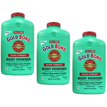 "3 Pack - Gold Bond Body Powder Medicated Extra Strength 10 oz Each, Talc-Free"