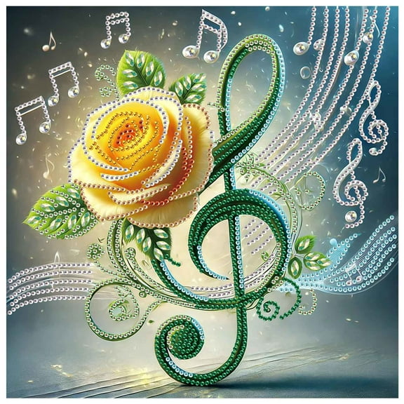 5D DIY Diamond Painting Kit Special Shaped Creative Diamond Artwork: Musical Note Rose Ideal for Home and Office Decor, Festive Gifts