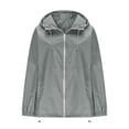 thumbnail image 4 of Zylanna Women Packable Rain Jackets Windbreaker, with Pockets Lightweight Adjustable Hem & Hooded Waterproof Travel Outdoor Casual Daily Raincoat Gray, 4 of 9