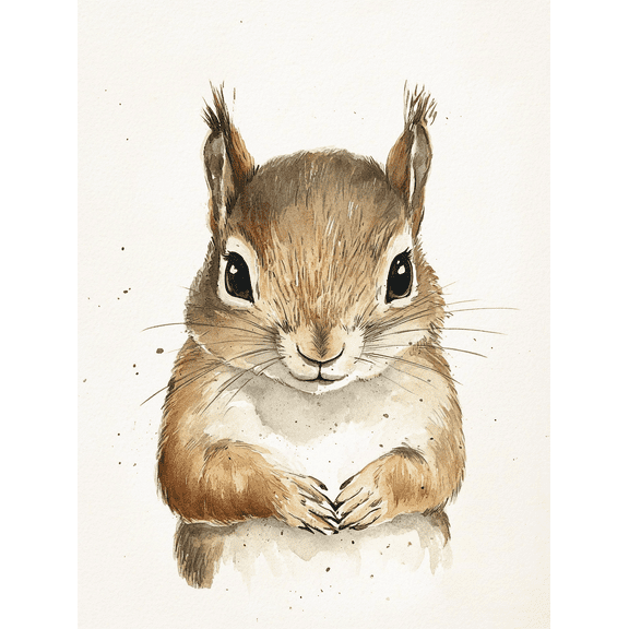 Adorable Squirrel Watercolor Wall Art/Canvas Print， Perfect for Living Room， Bedroom， Bathroom， Kitchen， and Office Decor.