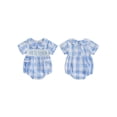 thumbnail image 2 of Cenuakty Baby Boy Easter Plaid Romper Fashionable Letter Embroidery Doll Collar Short Sleeve Jumpsuit, 2 of 9