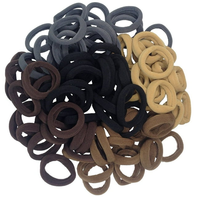 Bandas para el cabello de algodón grueso sin costuras, 100 piezas Simplemente lazos para el cabello Soportes para cola de caballo Diadema Coleteros Accesorios para el cabello Sin daños en las arrugas