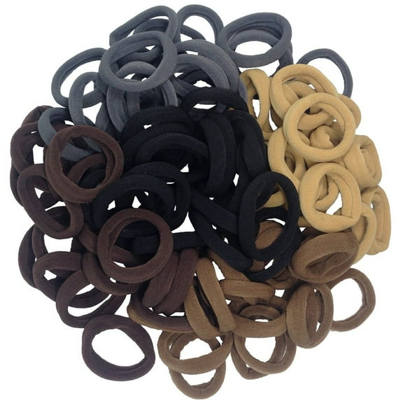 Soft Thick Seamless Cotton Hair Ties, Ponytail Scrunchies Head bands No Damage Crease for Women Girls Kids Poncytail Holder 100 Pieces