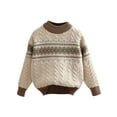 thumbnail image 2 of Bnwani Boys Sweater Fashion Knitted Cotton Pullover Crew Neck Long Sleeve Warm Striped Cute Sweater Beige, 2 of 9