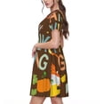 thumbnail image 2 of Balery Happy Thanksgiving With Gnome Vestidos sueltos de manga corta para mujer, vestidos de verano 2025, vestidos casuales de corte A con vuelo., 2 of 6