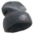 thumbnail image 4 of Spider Web Embroidered Big Size Acrylic Long Beanie - Heather Marled XL-3XL, 4 of 5