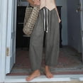 thumbnail image 4 of Kvture Women's Harem Pants High Waisted Baggy Boho Summer Pants for Travel Vacation Loose Trouser Pantalon Confortable Gray Pant L, 4 of 9