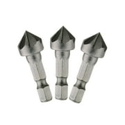 3 Pieces 90 Degree Countersink Drill Bit Replaces Small Hexagonal Handle Counterbore Durable 5 Flute for Rubber Wood Metal Woodworking