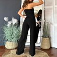 thumbnail image 4 of Strapless Jumpsuits for Women Wide Leg Sleeveless Off Shoulder Rompers Causal Button Irregular One Piece Outfit, S, 4 of 5