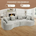 thumbnail image 3 of Timbernest Sectional Couch, 110" Curved Chenille Sleeper Sofa, 4 Seater Modular Sectional with 4 Pillows for Living Room, Gray, 3 of 10