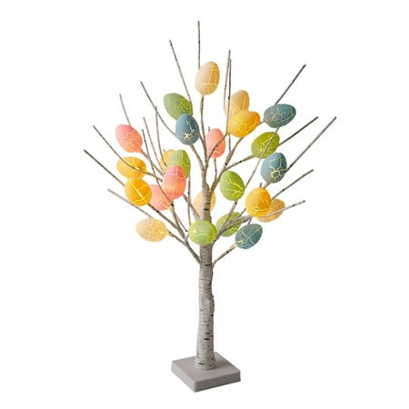 Christmas Deals 2022 Susenstone Decorations 24LED Colored Eggs Halloween Tree Lights 23in Colored Eggs Tree Tabletop Tree For Halloween & Christmas Day Indoor Home Decorations on Clearance