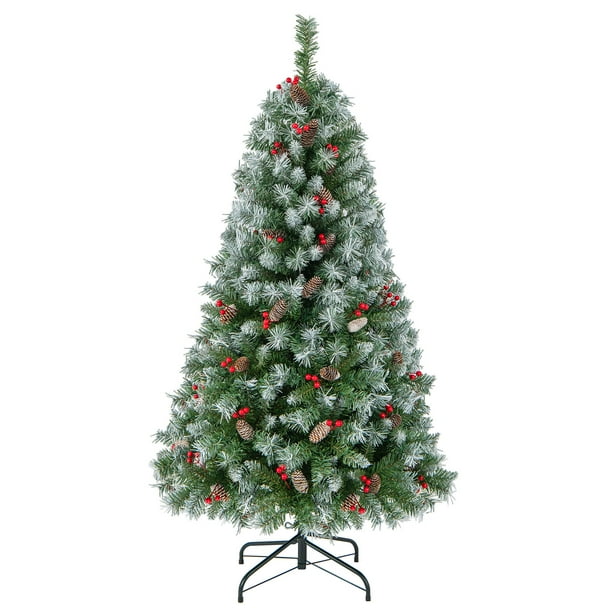 Costway 5 FT Artificial Christmas Tree Hinged w/ 200 Warm LED