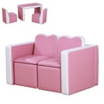thumbnail image 2 of Qaba Kids Sofa Set 2-in-1 Multi-Functional Toddler Table Chair Set 2 Seat Couch Storage Box Soft Sturdy Pink, 2 of 9