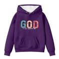 thumbnail image 3 of WOYY Big Girls Graphic Hoodie God Print Hooded Sweatshirt Casual Sport Pullover Top, 3 of 3