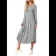 thumbnail image 2 of Vestido Informal Holgado de Cuello Redondo y Larga para Mujer, con Bolsillos Inclinados y Dobladillo Curvo. Plata M, 2 of 9