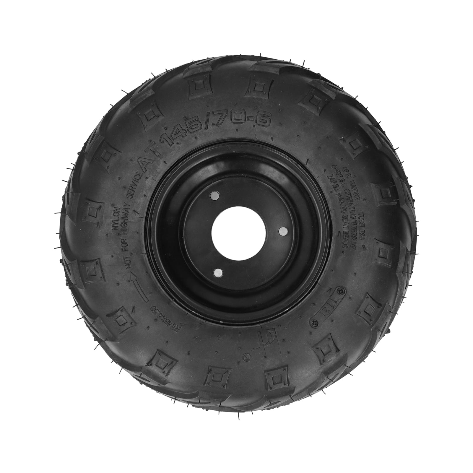 ATV Tubeless Tire, Black Universal Steel Alloy 6in 145/706 Wheel For