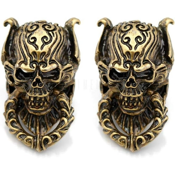 2pcs Skull Conchos Screw Back Decorative Metal Concho for Leather Craft, Key Ring, Wallet (Bronze) CHS11