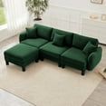 thumbnail image 3 of Boucle Fabric L Shape Sectional Sofa With Removable Ottoman And Shell Shaped Armrests Modern Green Couch For Living Room, 3 of 9