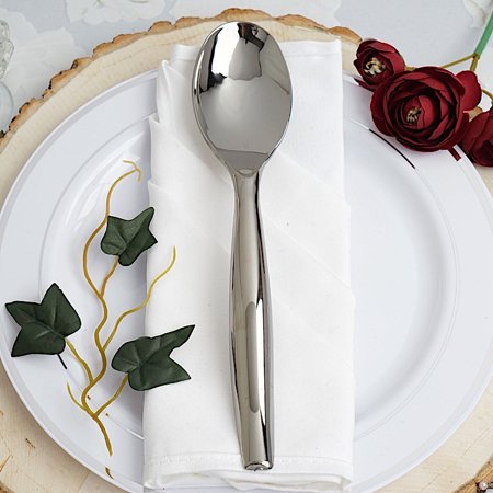 - BalsaCircle 9.75-Inch Silver Disposable Plastic Party Serving Spoon Wedding Home Reception Catering Silverware Discounted Supplies