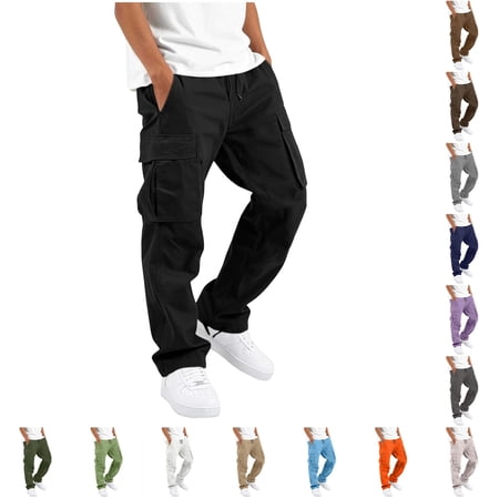 XAOFW Boys Cargo Pants Elastic Waist Wide Leg Trousers Toddler Kids Summer Fall Outdoor Sport Loose Fit Work Pants 15-16 Years